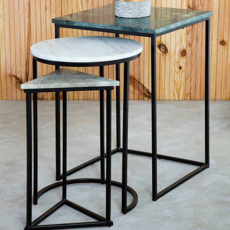 Orsina Mandoli White Marble Nesting Side Tables - Set of 3