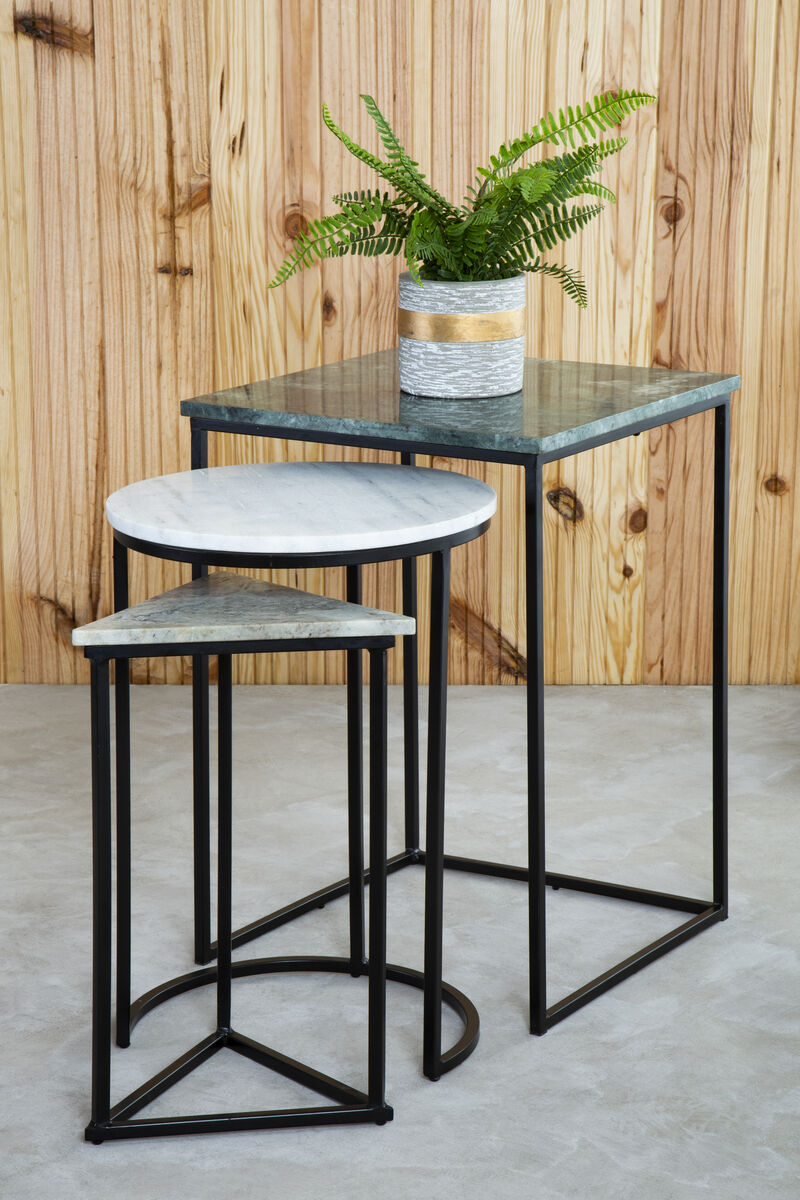 Orsina Mandoli White Marble Nesting Side Tables - Set of 3