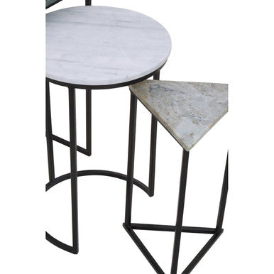 Orsina Mandoli White Marble Nesting Side Tables - Set of 3
