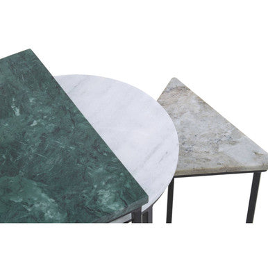 Orsina Mandoli White Marble Nesting Side Tables - Set of 3