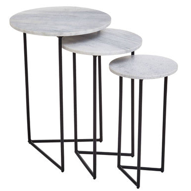 Orsina Mandoli White Marble Nesting Side Tables | Set of 3