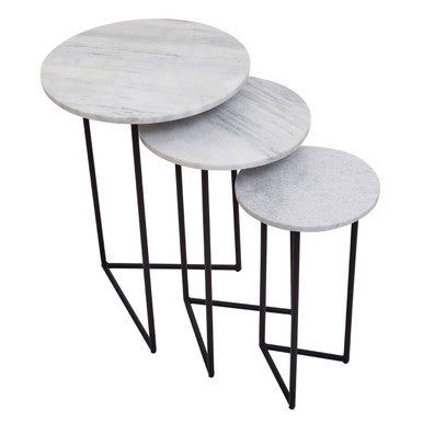 Orsina Mandoli White Marble Nesting Side Tables | Set of 3
