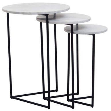 Orsina Mandoli White Marble Nesting Side Tables | Set of 3