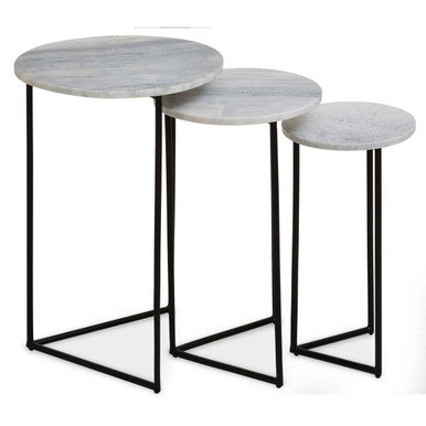 Orsina Mandoli White Marble Nesting Side Tables | Set of 3