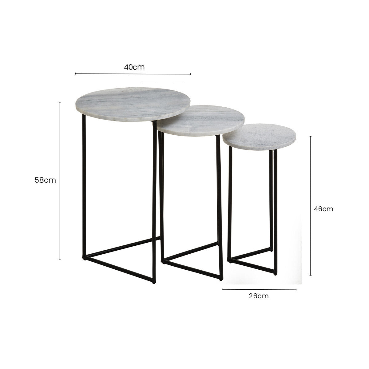Orsina Mandoli White Marble Nesting Side Tables | Set of 3