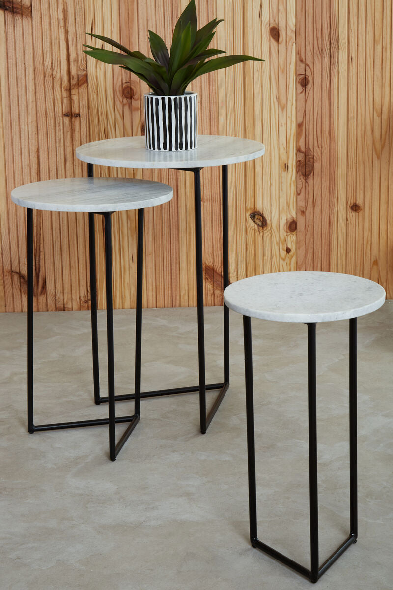 Orsina Mandoli White Marble Nesting Side Tables | Set of 3