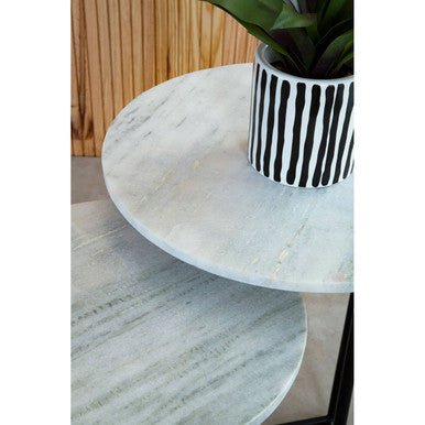 Orsina Mandoli White Marble Nesting Side Tables | Set of 3