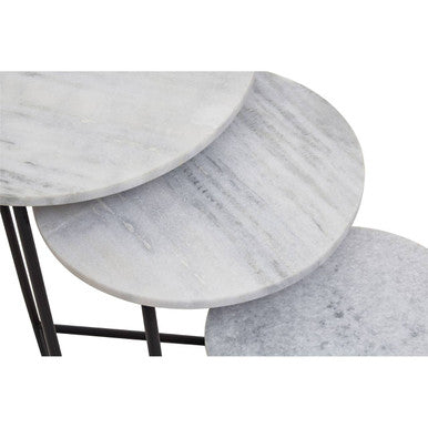 Orsina Mandoli White Marble Nesting Side Tables | Set of 3