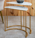 Orsina Mandoli Nest of 2 White Marble Semicircular Side Tables | Gold