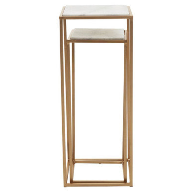Orsina Mandoli Nest of 2 White Marble and Gold Square Side Tables