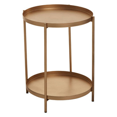 Orsina Mandoli Gold Side Table – Two-Tier Marble & Iron End Table