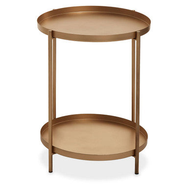Orsina Mandoli Gold Side Table – Two-Tier Marble & Iron End Table