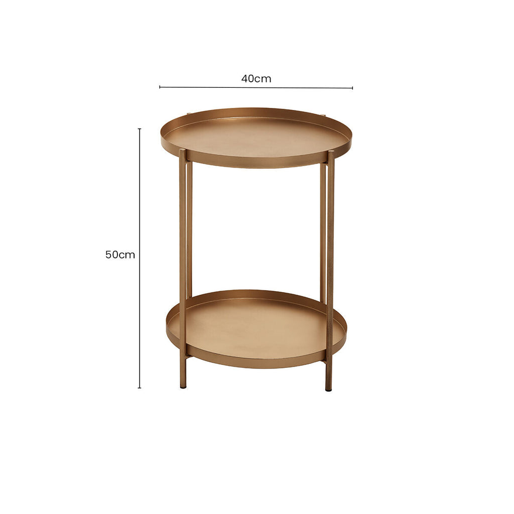 Orsina Mandoli Gold Side Table – Two-Tier Marble & Iron End Table
