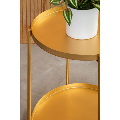 Orsina Mandoli Gold Side Table – Two-Tier Marble & Iron End Table