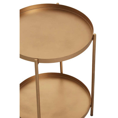 Orsina Mandoli Gold Side Table – Two-Tier Marble & Iron End Table