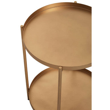Orsina Mandoli Gold Side Table – Two-Tier Marble & Iron End Table