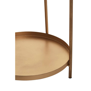 Orsina Mandoli Gold Side Table – Two-Tier Marble & Iron End Table