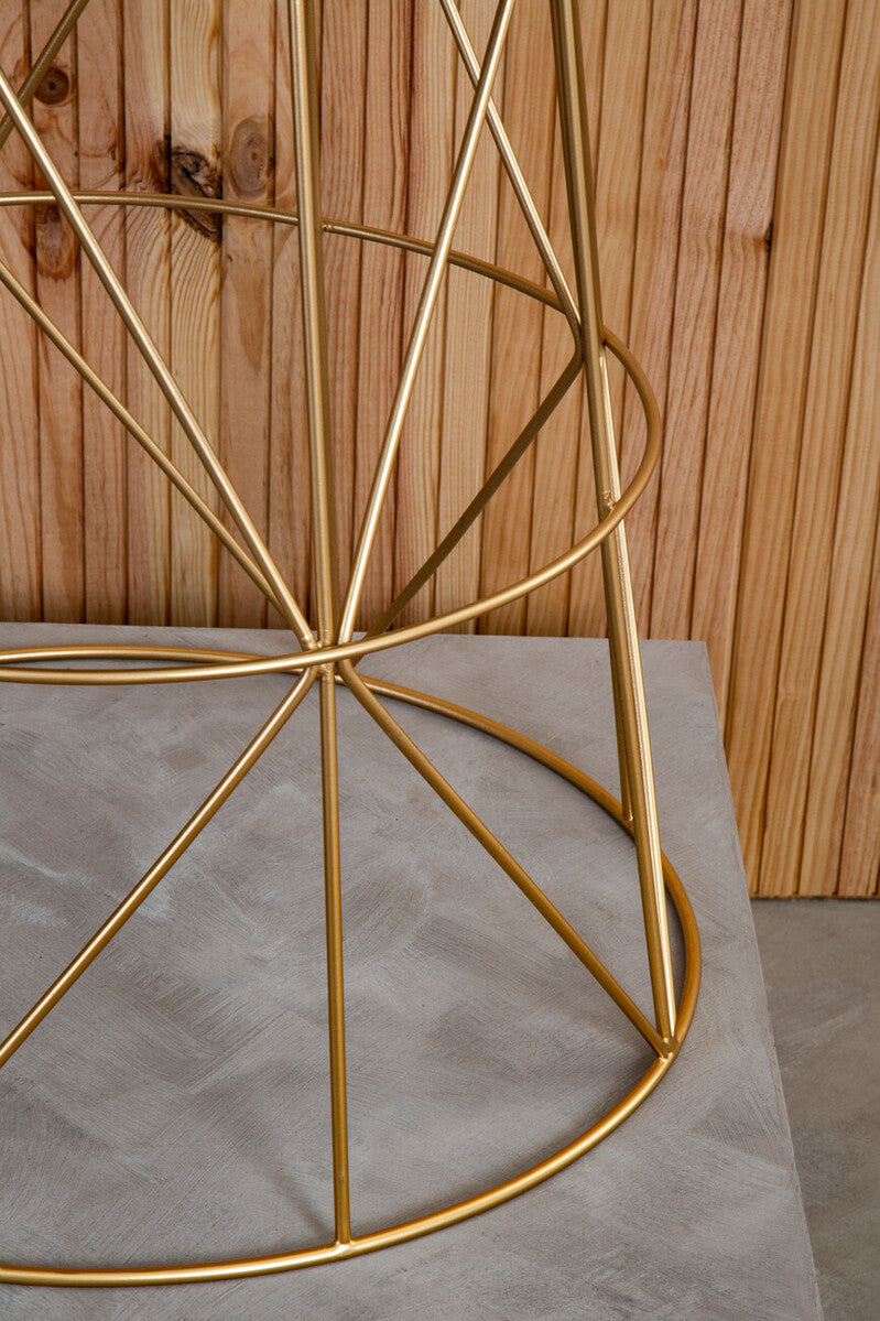 Orsina Mandoli White Marble Round Side Table with Gold Cage Base