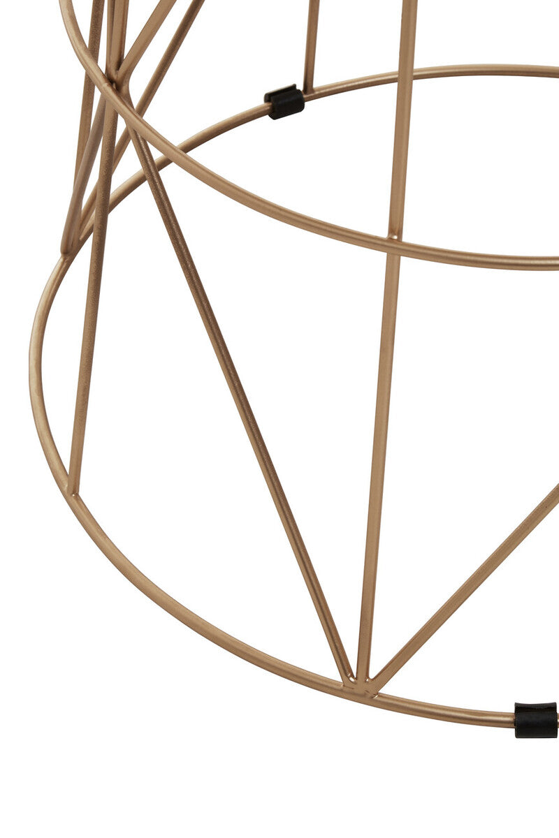 Orsina Mandoli White Marble Round Side Table with Gold Cage Base