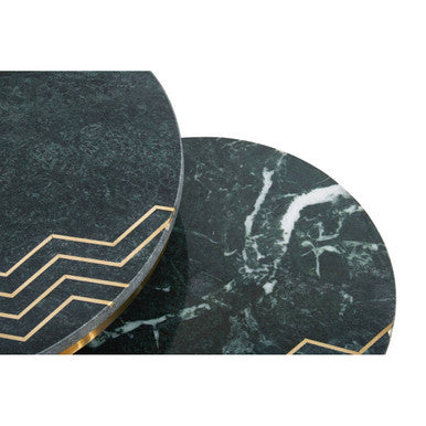 Orsina Nirav Green Marble Side Tables - Set of 2 with Gold Legs