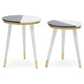 Orsina Nirav Black & White Marble Side Tables with Gold Tips - Set of 2