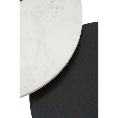 Orsina Nirav Black & White Marble Side Tables with Gold Tips - Set of 2