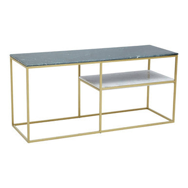 Orsina Nirav Marble Console Table | Gold Geometric Iron Frame