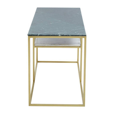 Orsina Nirav Marble Console Table | Gold Geometric Iron Frame