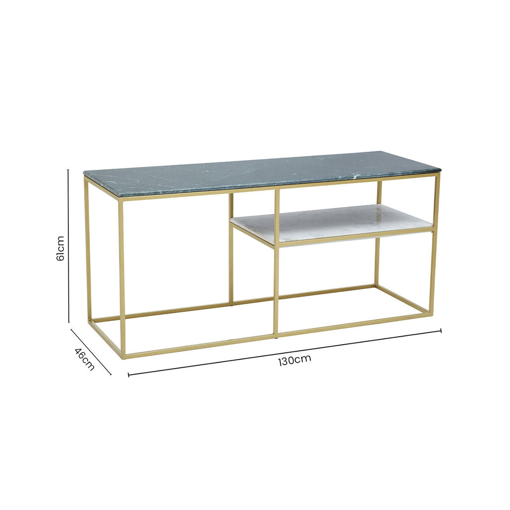 Orsina Nirav Marble Console Table | Gold Geometric Iron Frame