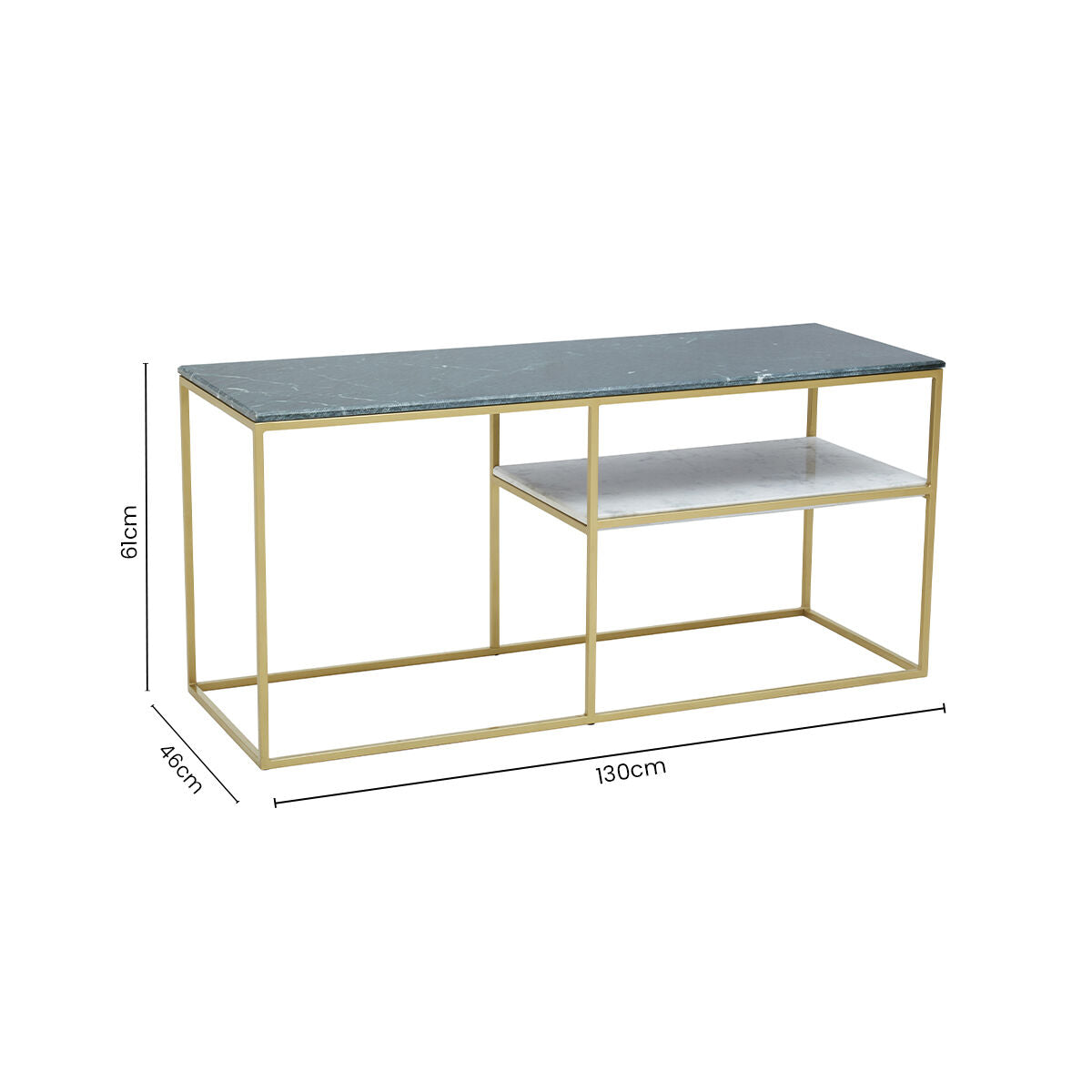 Orsina Nirav Marble Console Table | Gold Geometric Iron Frame