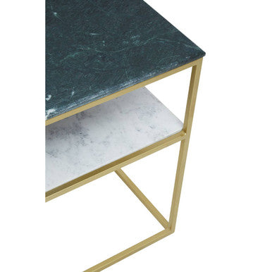 Orsina Nirav Marble Console Table | Gold Geometric Iron Frame