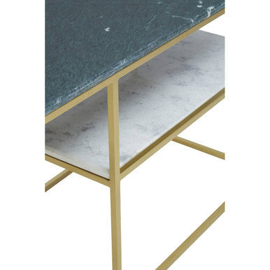Orsina Nirav Marble Console Table | Gold Geometric Iron Frame