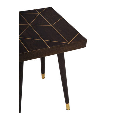 Orsina Naro Mango Wood Side Table | Square Dark Brown & Gold Legs