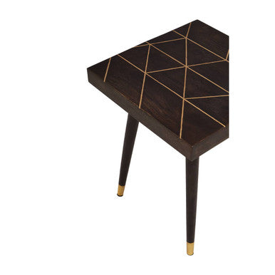 Orsina Naro Mango Wood Side Table | Square Dark Brown & Gold Legs