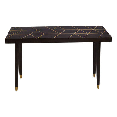 Orsina Naro Mango Wood Console Table | Brown with Gold Brass Inlay