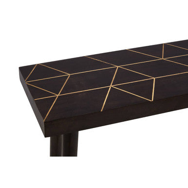 Orsina Naro Mango Wood Console Table | Brown with Gold Brass Inlay