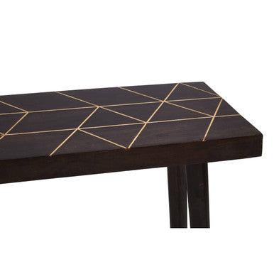 Orsina Naro Mango Wood Console Table | Brown with Gold Brass Inlay