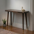 Orsina Naro Mango Wood Console Table | Brown with Gold Brass Inlay