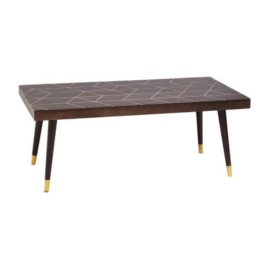 Orsina Naro Mango Wood Coffee Table – Rectangular with Gold Accents