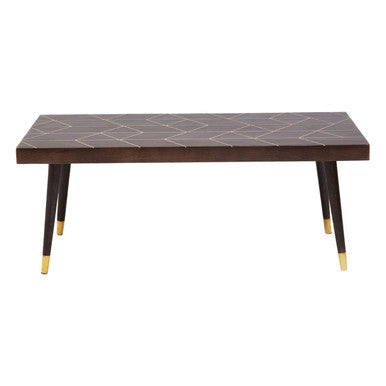 Orsina Naro Mango Wood Coffee Table – Rectangular with Gold Accents