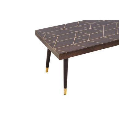 Orsina Naro Mango Wood Coffee Table – Rectangular with Gold Accents