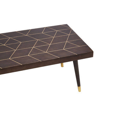 Orsina Naro Mango Wood Coffee Table – Rectangular with Gold Accents