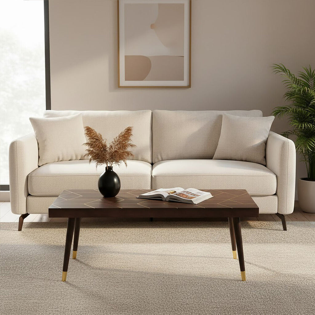 Orsina Naro Mango Wood Coffee Table – Rectangular with Gold Accents