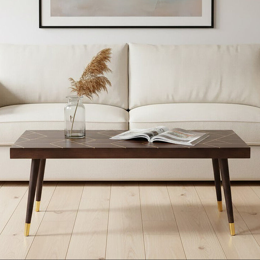 Orsina Naro Mango Wood Coffee Table – Rectangular with Gold Accents