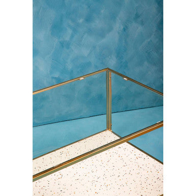 Orsina Novi Glass Coffee Table | White Terrazzo & Gold Metal Frame