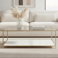 Orsina Novi Glass Coffee Table | White Terrazzo & Gold Metal Frame