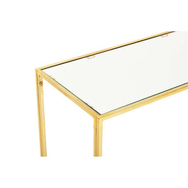 Orsina Novi Glass Console Table | Gold Metal Frame & White Terrazzo