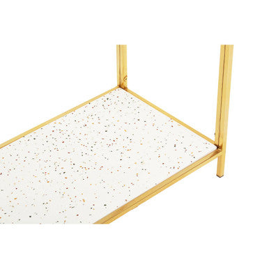 Orsina Novi Glass Console Table | Gold Metal Frame & White Terrazzo