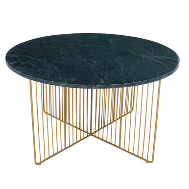 Orsina Nirav Green Marble Coffee Table with Gold Iron Base