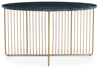 Orsina Nirav Green Marble Coffee Table with Gold Iron Base